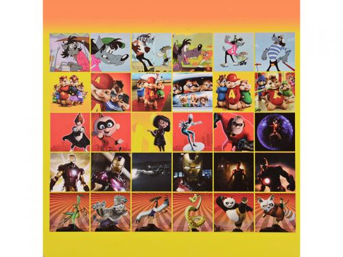 Блокнот с наклейками "Ну погоди" "Элвин и бурундуки" "Суперсемейка" "Железный человек" "Панда" по 6