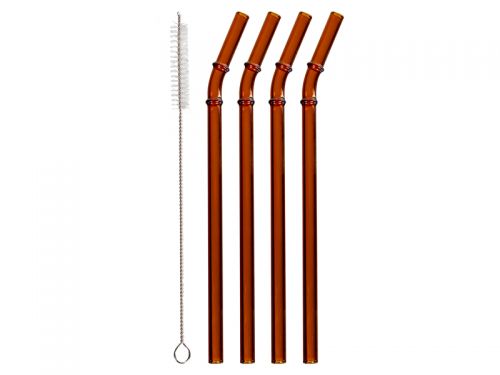 Набор трубочек 4 шт с ёршиком для коктейлей (стекло)