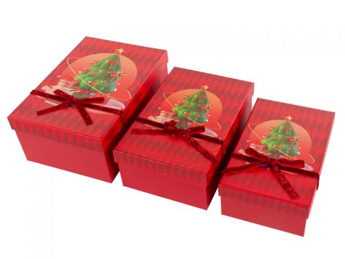 Набор подарочных коробок прямоугольных новогодних 3шт. (19х12х6,5/21х14х8/23х16х9,5 см)
