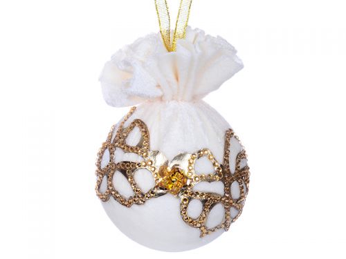 Елочный шар с золотым украшением 