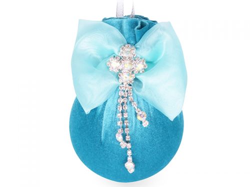 Елочный шар с серебряным цветочком 