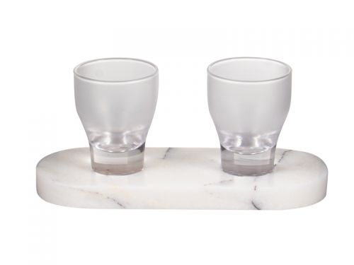 Набор для водки штоф и 2 рюмки (Стекло / мрамор)