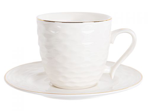 Чайный набор 12 предметов 220мл "Волна" с золотом