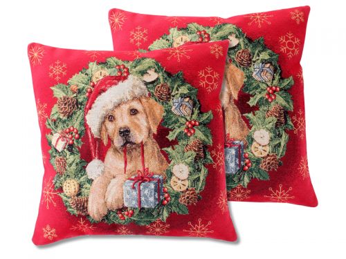 Наволочка двухсторонняя новогодняя гобеленовая с люрексом 