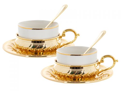 Набор для чаепития на 2 персоны, золото 130 мл