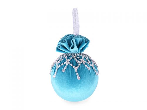 Елочный шар с ажурным украшением "Бирюзовая подвеска" 10см