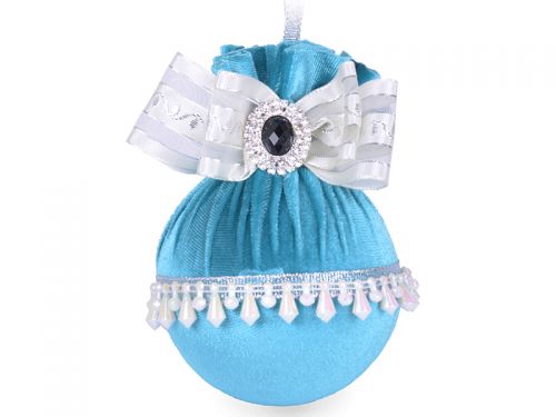 Елочный шар с брошкой "Бирюзовая подвеска" 8см