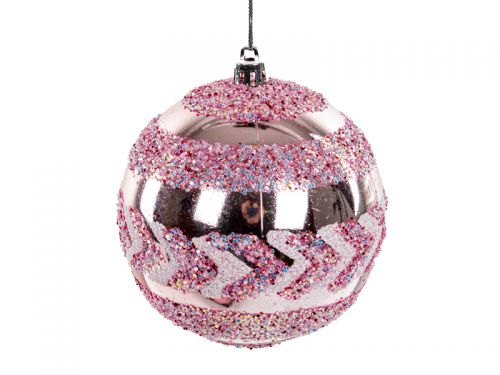 Набор елочных украшений из 8 штук  10 см розовый (пластик)