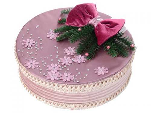 Коробка подарочная круглая с бантом "Бордовая феерия"