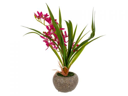 Искусственное растение Орхидея лиловая 40х10х30 см (пластик /полиестр / цемент)