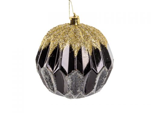 Набор елочных украшений 4 штук  10 см черный с золотом (пластик)