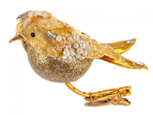 Елочное украшение птичка декоративная 15х5см