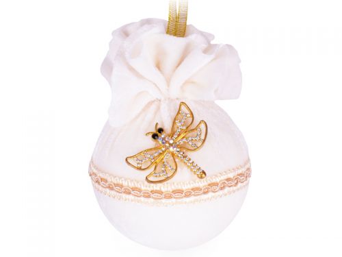 Елочный шар со стрекозой "Шампань" 8см