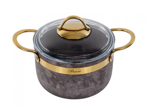 Набор из 3 предметов Brioni "Royal Stone Sandstone gold" (кастрюля 18 см, 2,5 л/ кастрюля 20 см, 3 л