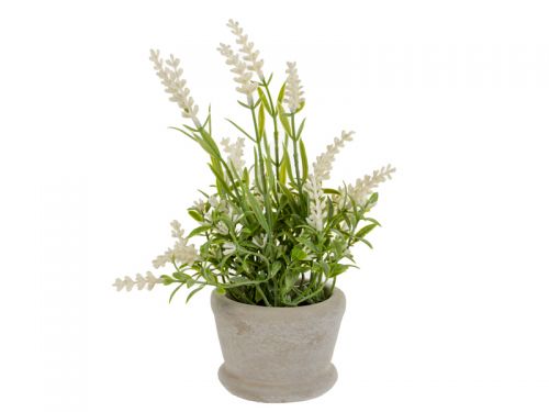 Искусственное растение Лаванда белая 22х8х8 см (шелк искусственный/ пластик/ керамика)