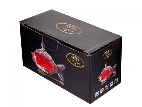 Икорница с ложкой "Золотая рыбка" 16х10 см.