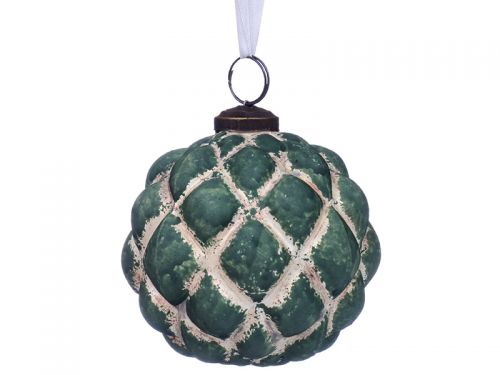 Елочная игрушка 10см зеленое золото