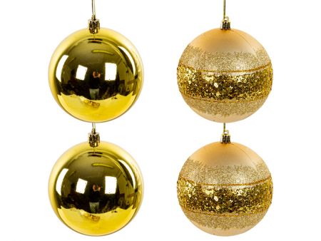 Набор елочных украшений 4 штук  10 см золото (пластик)