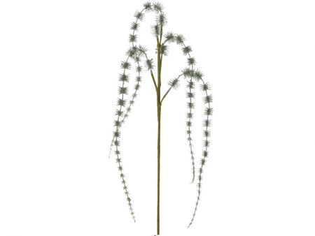 Рождественская декоративная веточка мята с глиттером, 50см