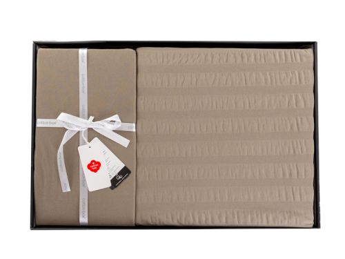 Комплект постельного белья "Crepe vison" визон, креп евро 200x220 см +2н.50x70 см