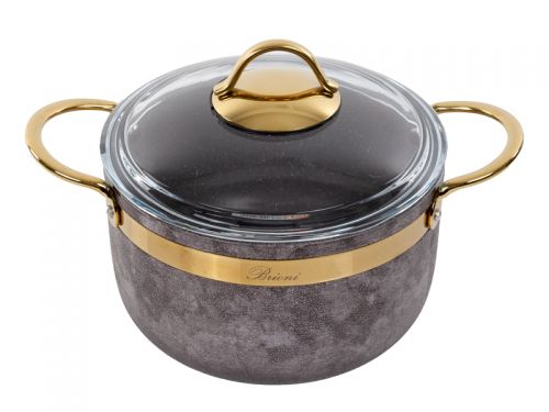 Набор из 4 предметов Brioni "Royal Stone Sandstone gold"(кастрюля 18 см, 2,5 л/кастрюля  20 см, 3л