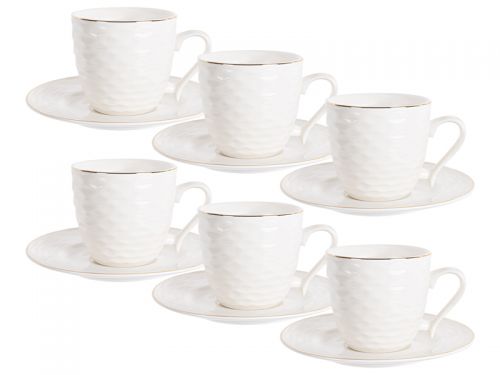 Чайный набор 12 предметов 220мл "Волна" с золотом