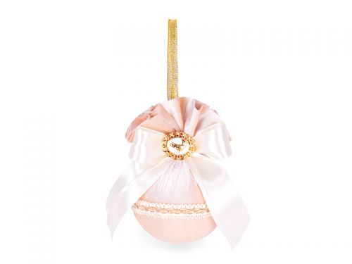 Елочный шар с брошкой птичка "Айвори" 8см