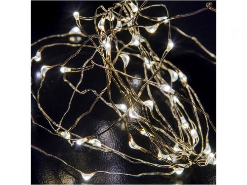 Гирлянда 10м, белый теплый свет, 100 micro led, наружная