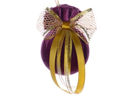 Елочный шар ø 8 см с золотым бантом 