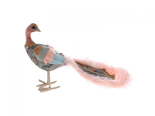 Рождественский павлин с эко мехом 60x26x37см