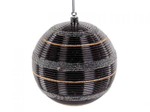 Набор елочных украшений 4 штук  10 см черный с золотом (пластик)