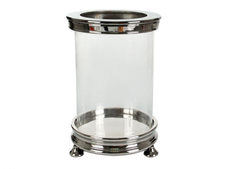 Подсвечник алюминий со стеклянной колбой 26 см