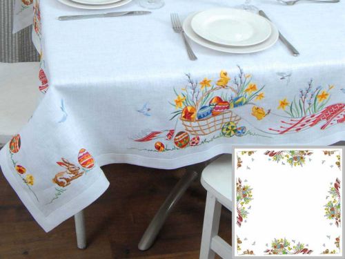 Скатерть "Великдень" 140х140 (білий льон ТХ-90) мод.2