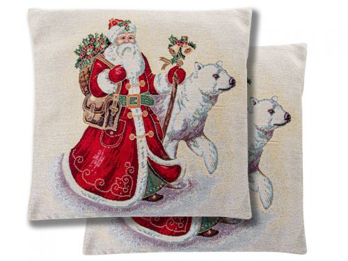 Наволочка двухсторонняя новогодняя гобеленовая с люрексом 