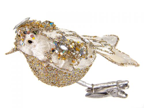 Елочное украшение птичка декоративная 15х5см