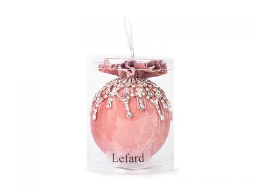 Елочный шар с ажурным украшением "Розовая жемчужина" 10см