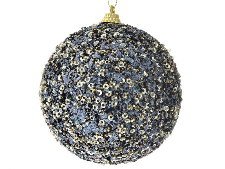 Набор из 6-ти шаров с глиттером черный, 8см