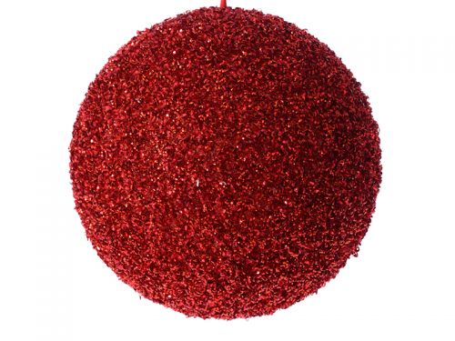 Рождественский шар с глиттером красный 20см