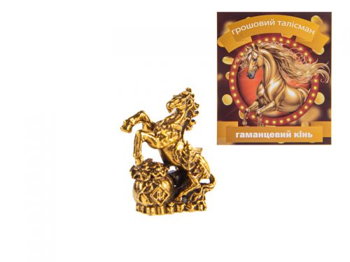 Денежный талисман "Лошадь кошельковая" золото 2х0,8 см