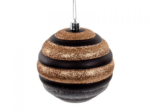 Набор елочных украшений 4 штук  10 см черный с золотом (пластик)