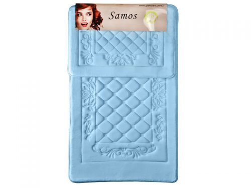 Набор для ванной комнаты 2 предмета голубой 100х60см 40х60см