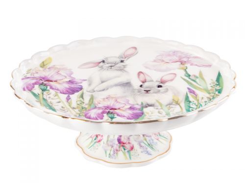 Блюдо для торта "Кролик в цветах" 22см