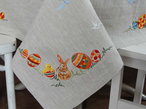 Скатерть "Великоднє дерево" 240х140 (сірий льон-бавовна десерт) мод.7