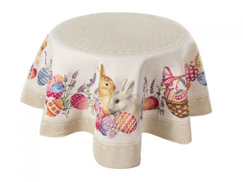 Скатерть гобелен круг "Кролики"/Mimbre диам 140см