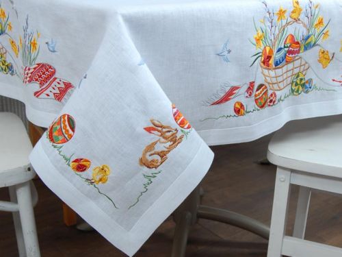 Скатерть "Великдень" 140х140 (білий льон ТХ-90) мод.2