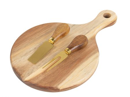 Доска для сыра и набор ножей для сыра 29,5х19х2 см (дерево)