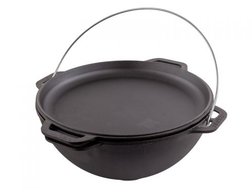 Казан азиатский чугунный с чугунной крышкой - сковородой ТМ "BRIZOLL" 15 л "Азия"