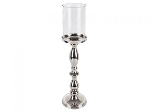 Подсвечник алюминий со стеклянной колбой 48 см