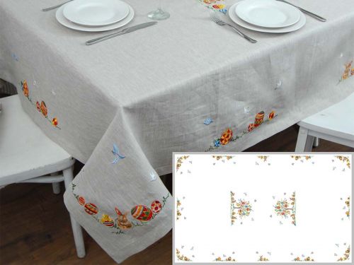 Скатерть "Великоднє дерево" 240х140 (сірий льон-бавовна десерт) мод.7