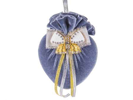 Елочное украшение сердце с брошкой бант 